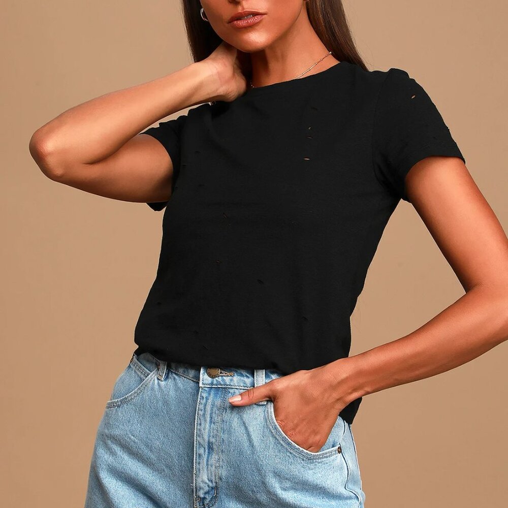 Raw Talent Washed Black Distressed Tee
